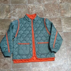 EUC Free Assembly Reversible Quilted Jacket with Orange Accents Size 18 Big Kids